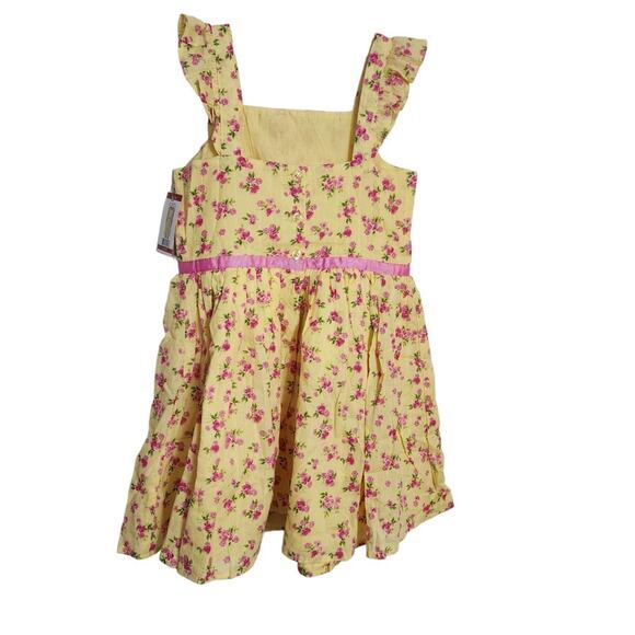 Zunie Yellow Floral Button Back Dress, Girls 14/16, NWT - Picture 4 of 5